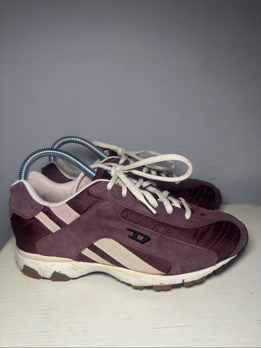 Diesel Shock Absorption Burgundy Suede leather y2k vintage sneakers